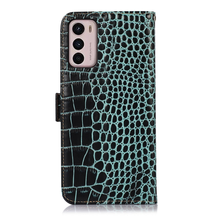 For Motorola Moto G42 Crocodile Top Layer Cowhide Leather Phone Case(Green)