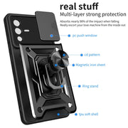 For vivo V23 5G / S12 Sliding Camera Cover Design TPU+PC Phone Case(Red)