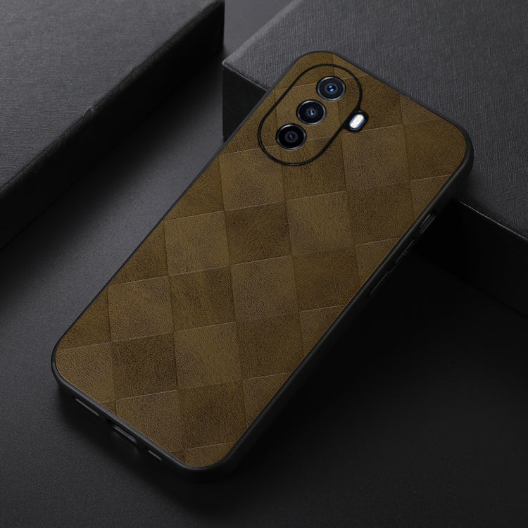 For Huawei Enjoy 50 China/nova Y70 4G Global/nova Y70 Plus Weave Plaid PU Phone Case(Green)