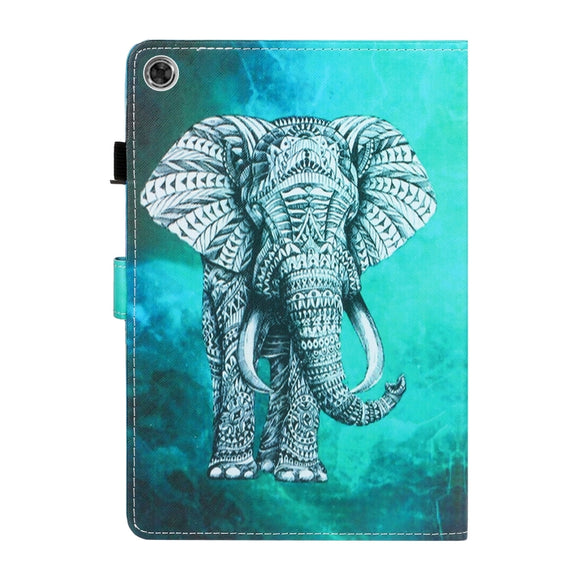For Lenovo Tab M10 Plus 10.6 3rd Gen 2022 Coloured Drawing Smart Leather Tablet Case(Elephant)