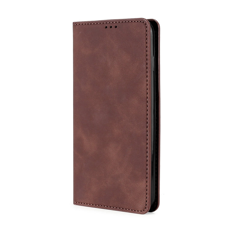 For DOOGEE X96 Pro Skin Feel Magnetic Horizontal Flip Leather Phone Case(Dark Brown)