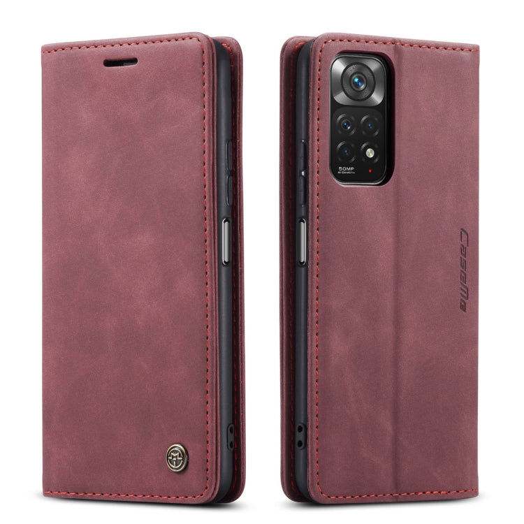 For Xiaomi Redmi Note 11 4G/Note 11S Global CaseMe 013 Multifunctional Horizontal Flip Leather Phone Case(Wine Red)