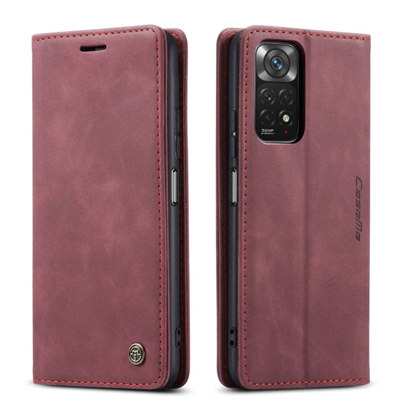 For Xiaomi Redmi Note 11 4G/Note 11S Global CaseMe 013 Multifunctional Horizontal Flip Leather Phone Case(Wine Red)