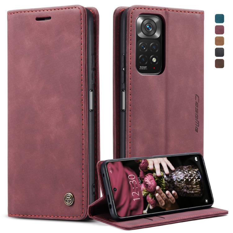 For Xiaomi Redmi Note 11 4G/Note 11S Global CaseMe 013 Multifunctional Horizontal Flip Leather Phone Case(Wine Red)