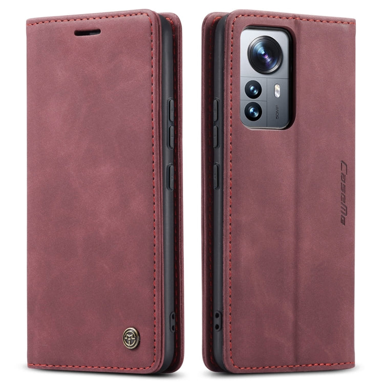 For Xiaomi 12 Pro CaseMe 013 Multifunctional Horizontal Flip Leather Phone Case(Wine Red)