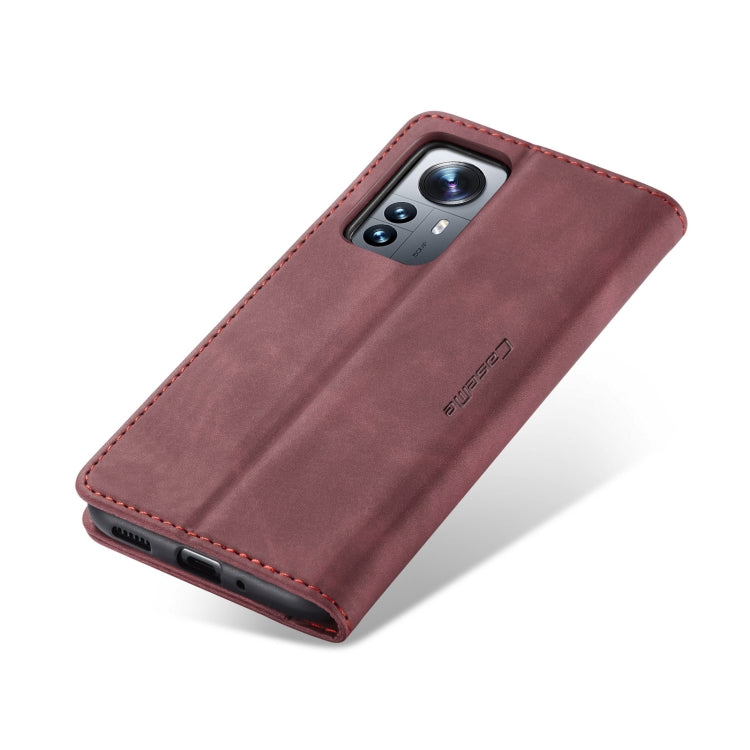 For Xiaomi 12 Pro CaseMe 013 Multifunctional Horizontal Flip Leather Phone Case(Wine Red)