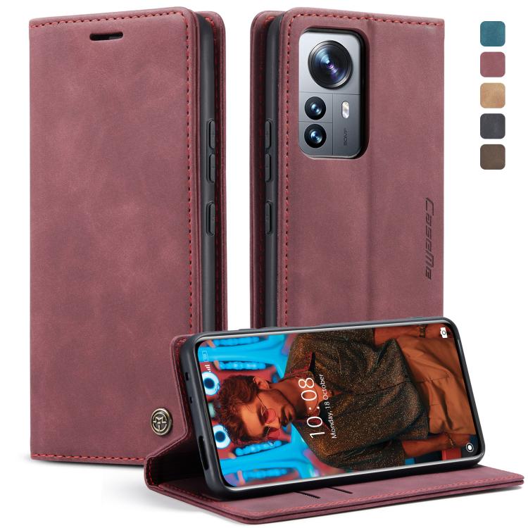 For Xiaomi 12 Pro CaseMe 013 Multifunctional Horizontal Flip Leather Phone Case(Wine Red)