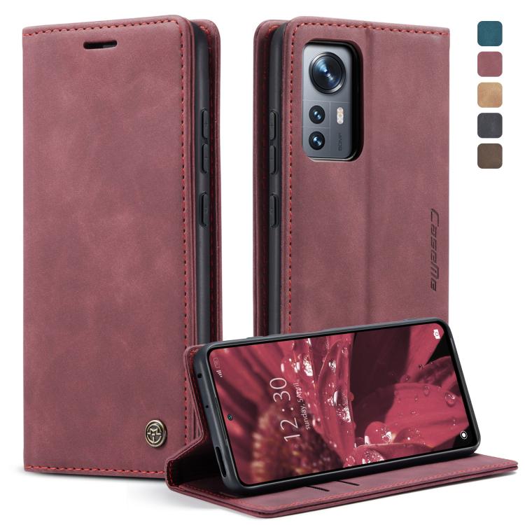 For Xiaomi 12/12X CaseMe 013 Multifunctional Horizontal Flip Leather Phone Case(Wine Red)