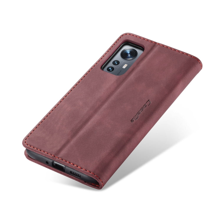 For Xiaomi 12/12X CaseMe 013 Multifunctional Horizontal Flip Leather Phone Case(Wine Red)