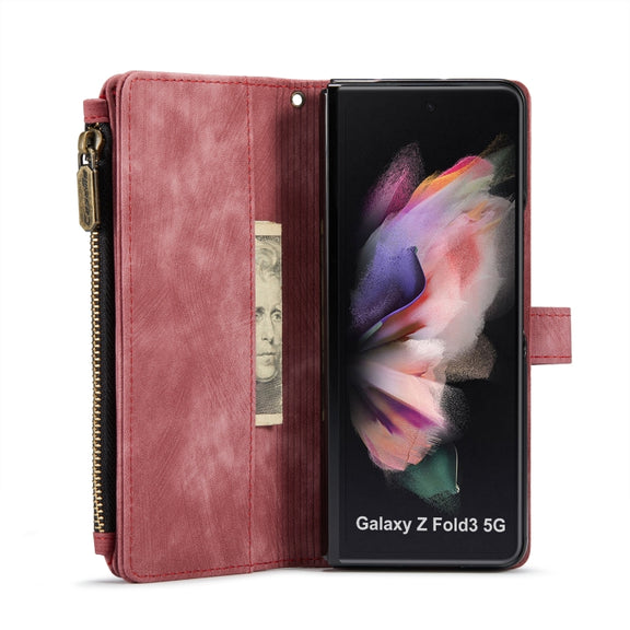 For Samsung Galaxy Z Fold3 5G CaseMe C30 Multifunctional Phone Leather Phone Case(Red)