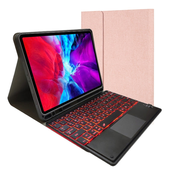 RK11T Backlight Detachable Touch Bluetooth Keyboard TPU Horizontal Flip Leather Tablet Case for iPad Pro 11 2020 / 2018 with Holder & Pen Slot(Rose Gold)