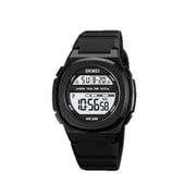 SKMEI 1821 Stainless Steel Buckle Silicone Strap Electronic Watch(Black and White)