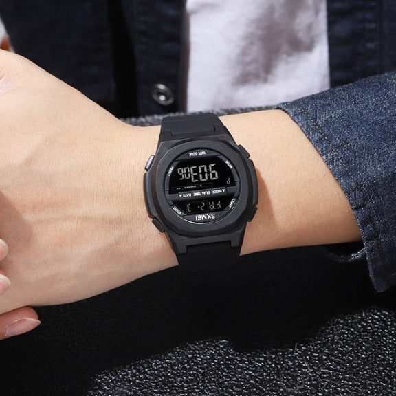 SKMEI 1821 Stainless Steel Buckle Silicone Strap Electronic Watch(Army Green)