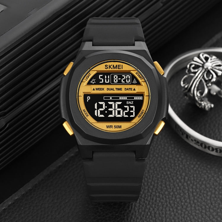 SKMEI 1821 Stainless Steel Buckle Silicone Strap Electronic Watch(Black and Black)