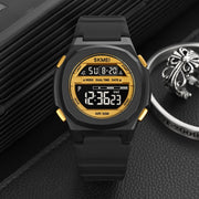 SKMEI 1821 Stainless Steel Buckle Silicone Strap Electronic Watch(Black and White)