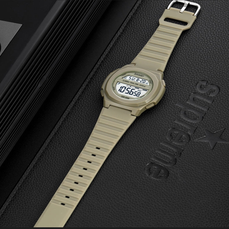 SKMEI 1821 Stainless Steel Buckle Silicone Strap Electronic Watch(Black and White)