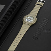 SKMEI 1821 Stainless Steel Buckle Silicone Strap Electronic Watch(Khaki)