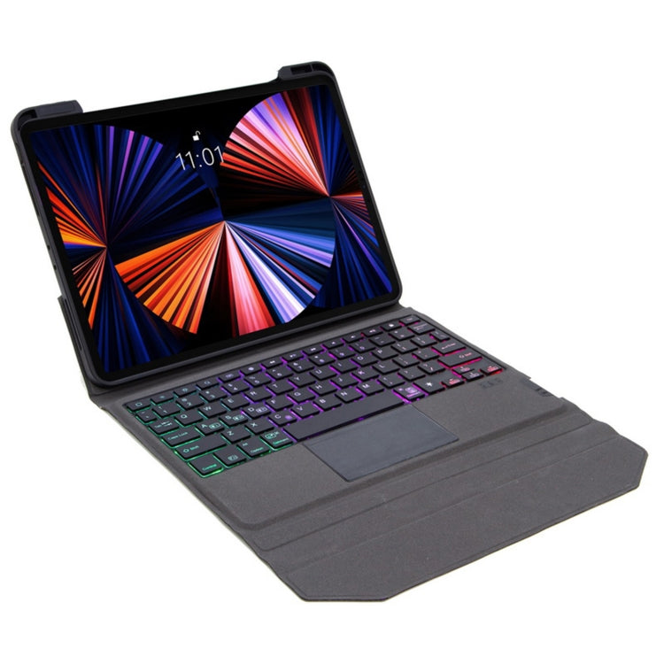 T01S Integrated Bluetooth Keyboard Leather Case with Backlight & Touchpad & Holder For iPad Air 5 / Air 4 10.9(Black)