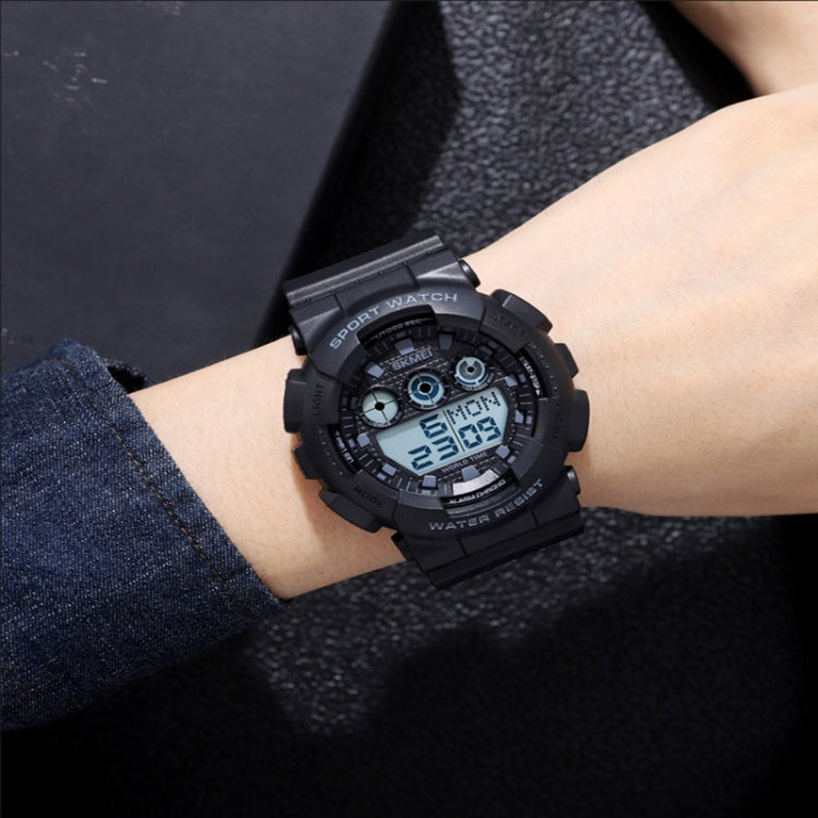 SKMEI 1857 Stainless Steel Buckle PU Strap Water-resistant Electronic Watch(Blue)