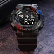 SKMEI 1857 Stainless Steel Buckle PU Strap Water-resistant Electronic Watch(Black Gold)