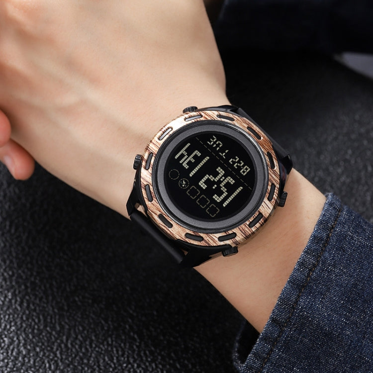 SKMEI 1872 Stainless Steel Buckle PU Strap Water-resistant Electronic Watch, Dial:White(Carbon Brazing)