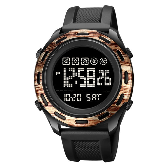 SKMEI 1872 Stainless Steel Buckle PU Strap Water-resistant Electronic Watch, Dial:Black(Rose Gold)