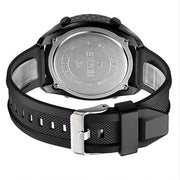 SKMEI 1872 Stainless Steel Buckle PU Strap Water-resistant Electronic Watch, Dial:Black(Denim Blue)