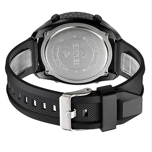 SKMEI 1872 Stainless Steel Buckle PU Strap Water-resistant Electronic Watch, Dial:Black(Denim Blue)