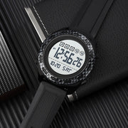 SKMEI 1872 Stainless Steel Buckle PU Strap Water-resistant Electronic Watch, Dial:Black(Denim Blue)