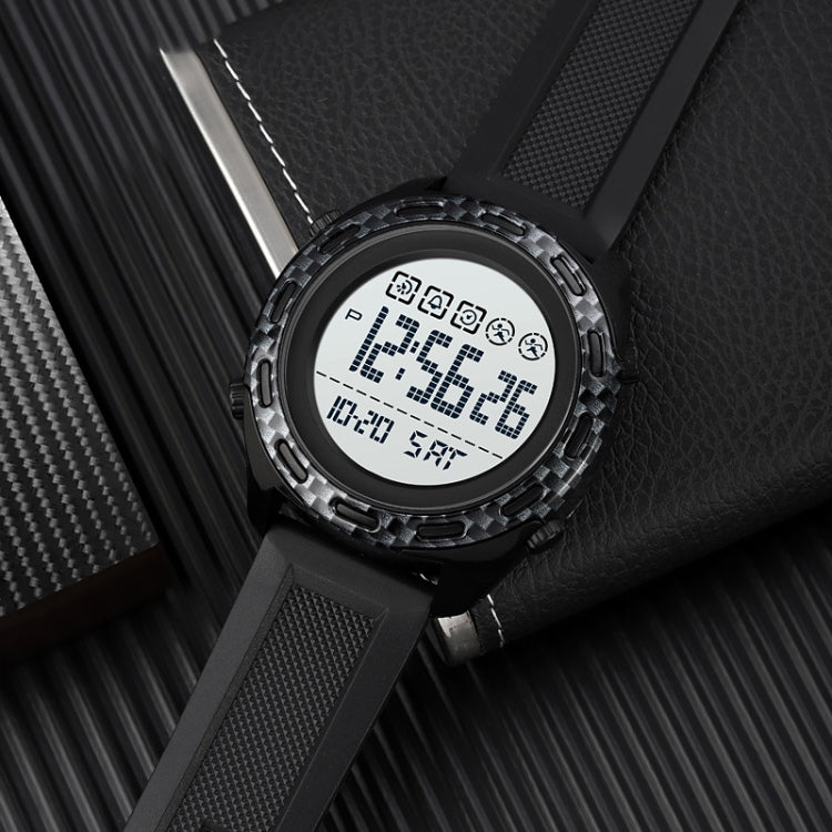 SKMEI 1872 Stainless Steel Buckle PU Strap Water-resistant Electronic Watch, Dial:Black(Carbon Brazing)