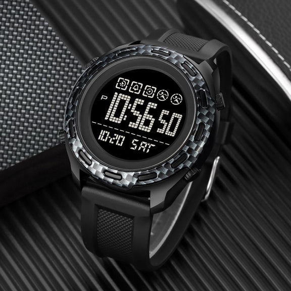 SKMEI 1872 Stainless Steel Buckle PU Strap Water-resistant Electronic Watch, Dial:Black(Denim Blue)