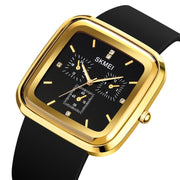 SKMEI 1902 Stainless Steel Buckle Silicone Strap Water-resistant Quartz Watch(Silver + Black)