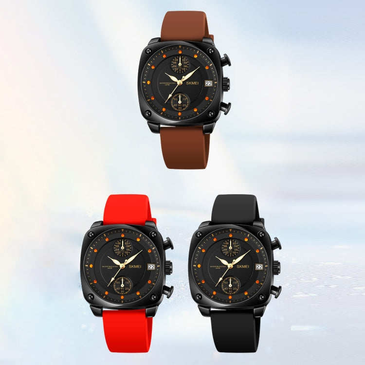 SKMEI 1903 Stainless Steel Buckle Silicone Strap Water-resistant Quartz Watch(Red)