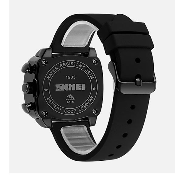 SKMEI 1903 Stainless Steel Buckle Silicone Strap Water-resistant Quartz Watch(Red)