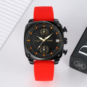 SKMEI 1903 Stainless Steel Buckle Silicone Strap Water-resistant Quartz Watch(Red)