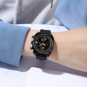 SKMEI 1903 Stainless Steel Buckle Silicone Strap Water-resistant Quartz Watch(Coffee)