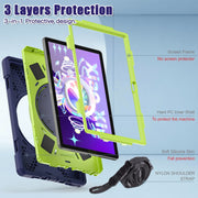 For Lenovo Tab M10 Plus 10.6 3rd Gen 2022 Silicone + PC Protective Tablet Case(Navy Blue and Yellow Green)
