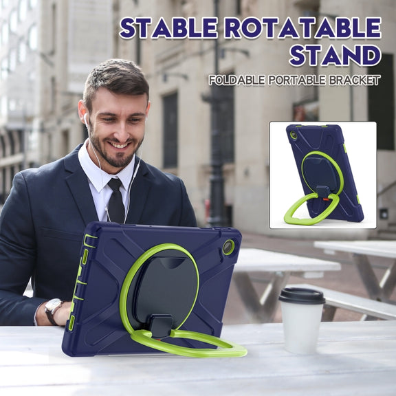 For Lenovo Tab M10 Plus 10.6 3rd Gen 2022 Silicone + PC Protective Tablet Case(Navy Blue and Yellow Green)