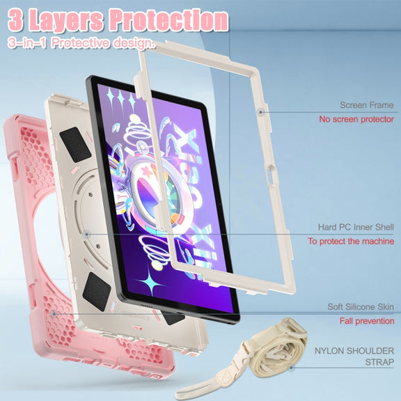 For Lenovo Tab M10 Plus 10.6 3rd Gen 2022 Silicone + PC Protective Tablet Case(Cherry Blossom Pink)