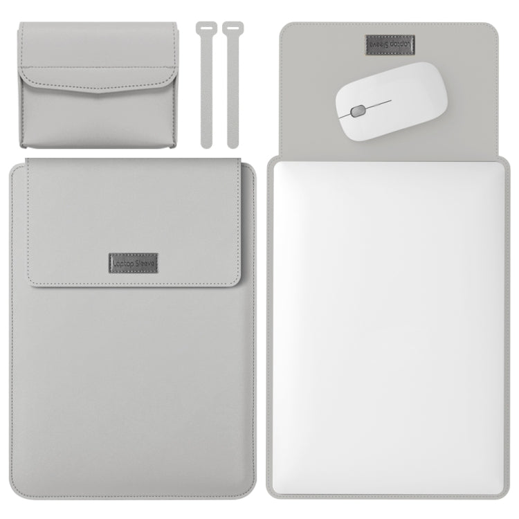 4 in 1 Lightweight and Portable Leather Computer Bag, Size:11/12 inches(Grey)