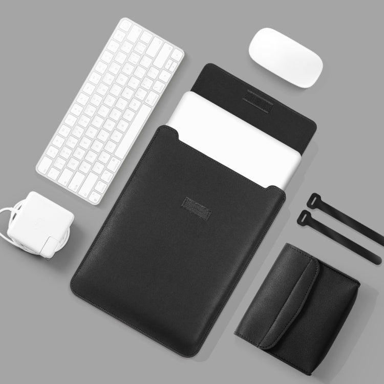 4 in 1 Lightweight and Portable Leather Computer Bag, Size:11/12 inches(Black)