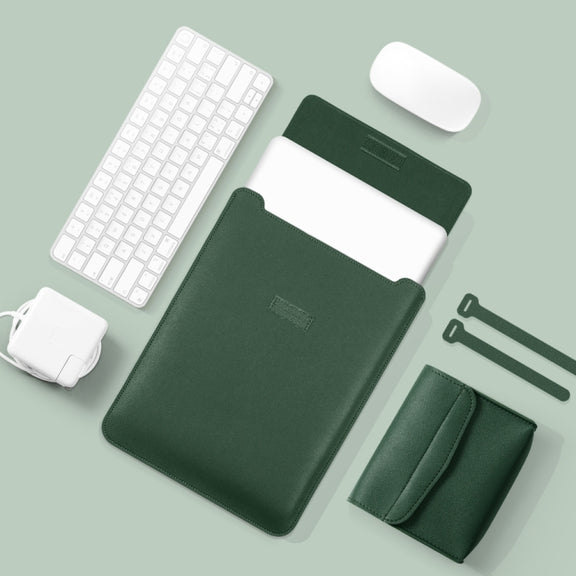 4 in 1 Lightweight and Portable Leather Computer Bag, Size:11/12 inches(Dark Green)