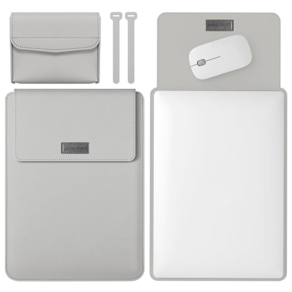 4 in 1 Lightweight and Portable Leather Computer Bag, Size:13/14 inches(Grey)