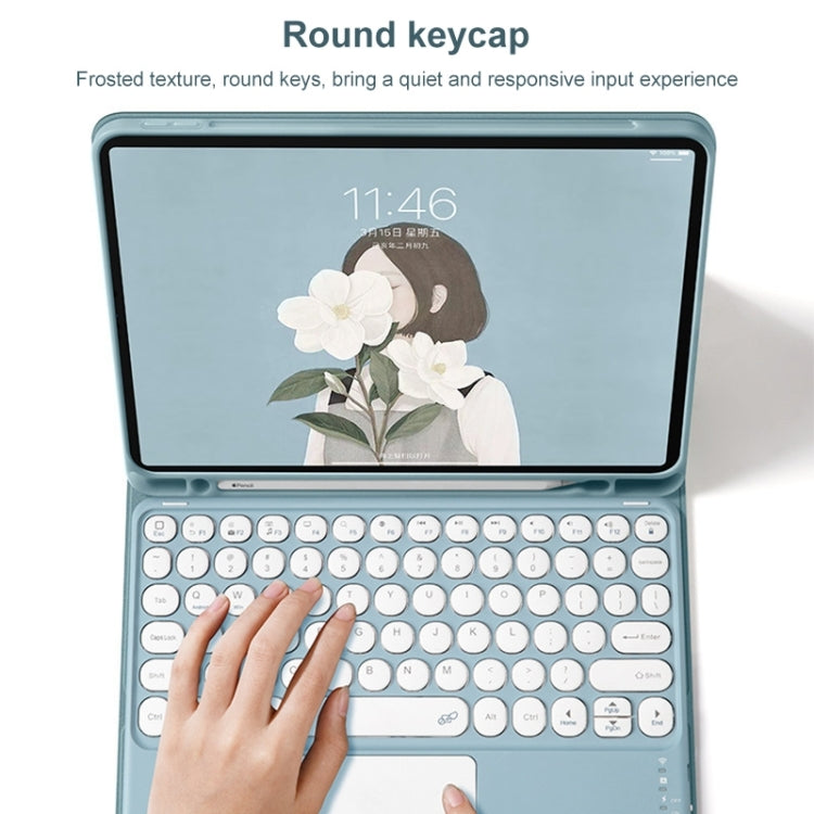 Round Cap Bluetooth Keyboard Leather Case with Pen Slot & Touchpad For Samsung Galaxy Tab S7(Pink+Pink Keyboard)