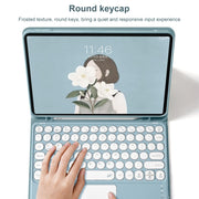 Round Cap Bluetooth Keyboard Leather Case with Pen Slot & Touchpad For Samsung Galaxy Tab S7(Pink+Pink Keyboard)