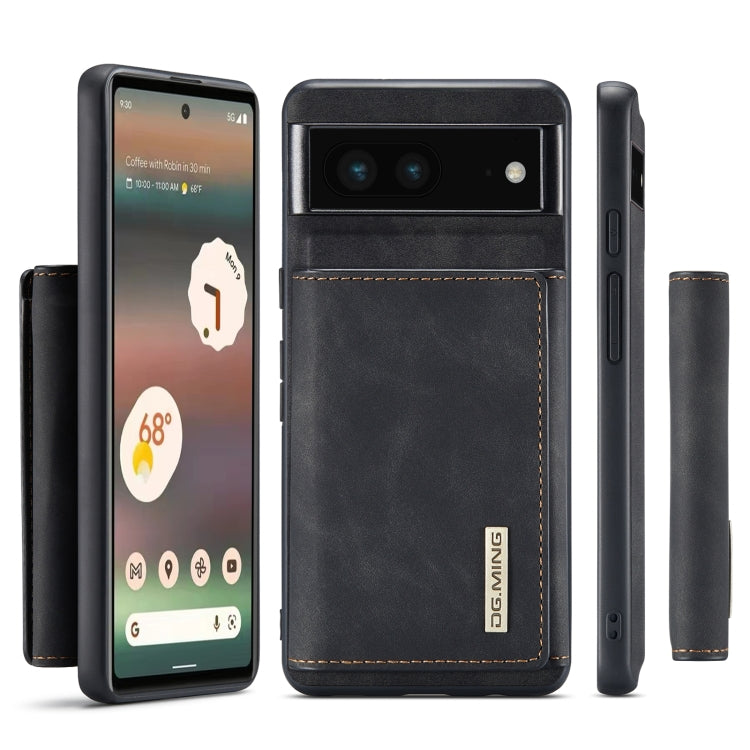 For Google Pixel 6A DG.MING M1 Series 3-Fold Multi Card Wallet + Magnetic Phone Case(Black)