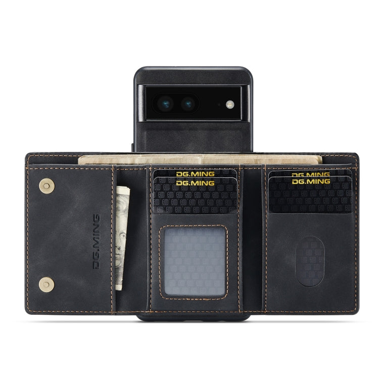 For Google Pixel 6A DG.MING M1 Series 3-Fold Multi Card Wallet + Magnetic Phone Case(Black)
