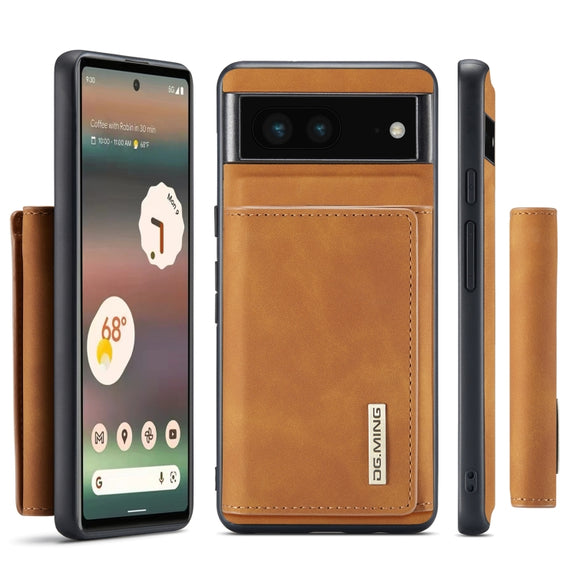For Google Pixel 6A DG.MING M1 Series 3-Fold Multi Card Wallet + Magnetic Phone Case(Brown)