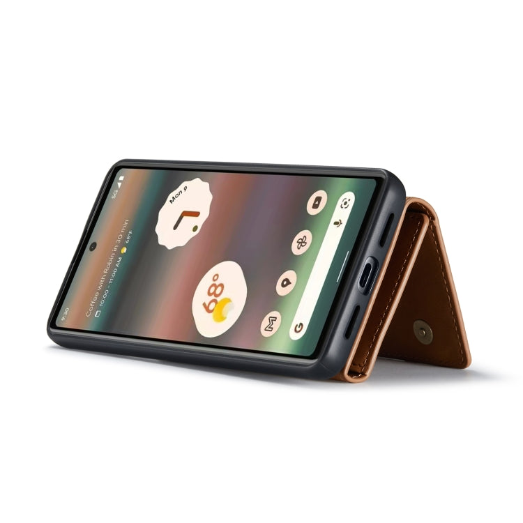 For Google Pixel 6A DG.MING M1 Series 3-Fold Multi Card Wallet + Magnetic Phone Case(Brown)