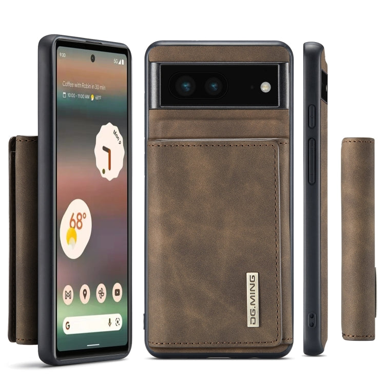 For Google Pixel 6A DG.MING M1 Series 3-Fold Multi Card Wallet + Magnetic Phone Case(Coffee)